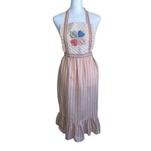 Gourmet Gallery Vintage 70s 80s Pinafore Kitchen Apron Quilted Ruffled Romantic